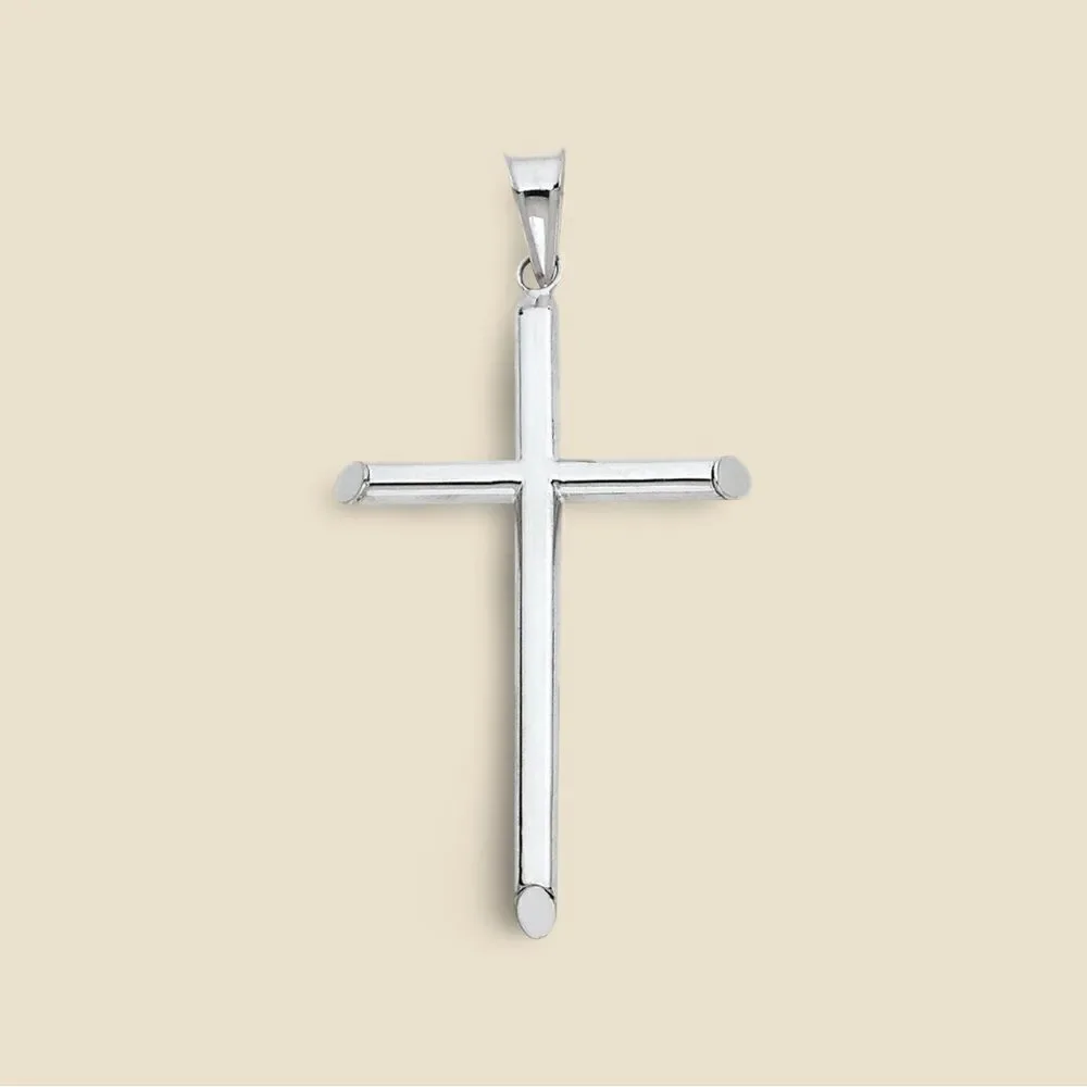 14K Real White Gold Cross Pendant | Elegant Religious Jewelry |